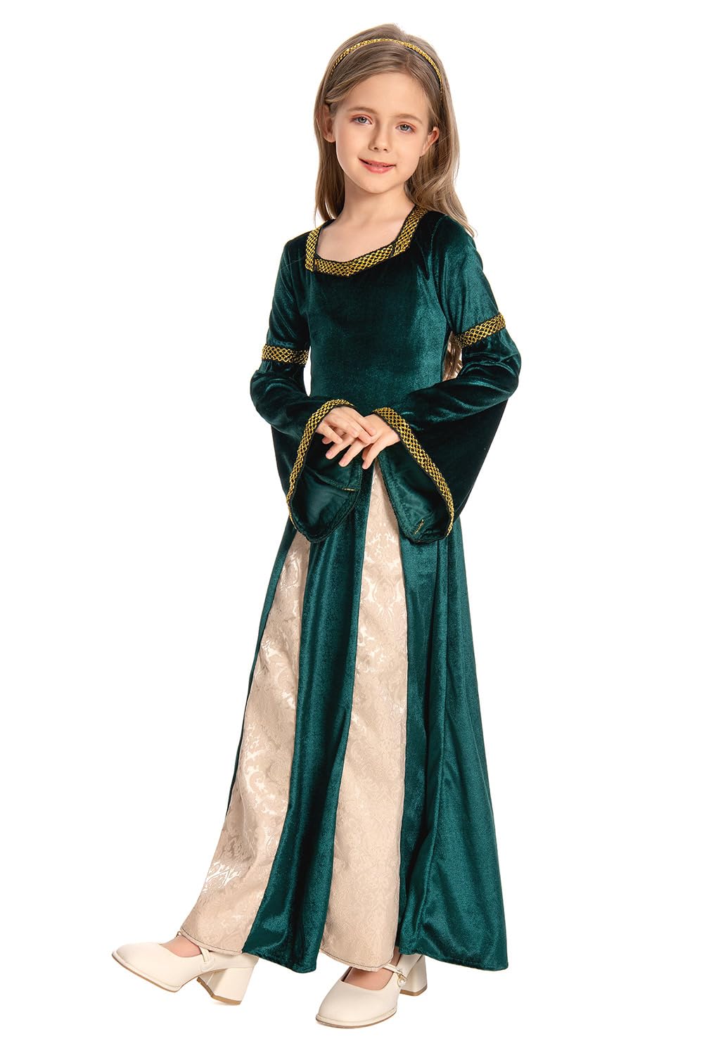Disfraz de princesa medieval para niña, renacentista, vestido de rey