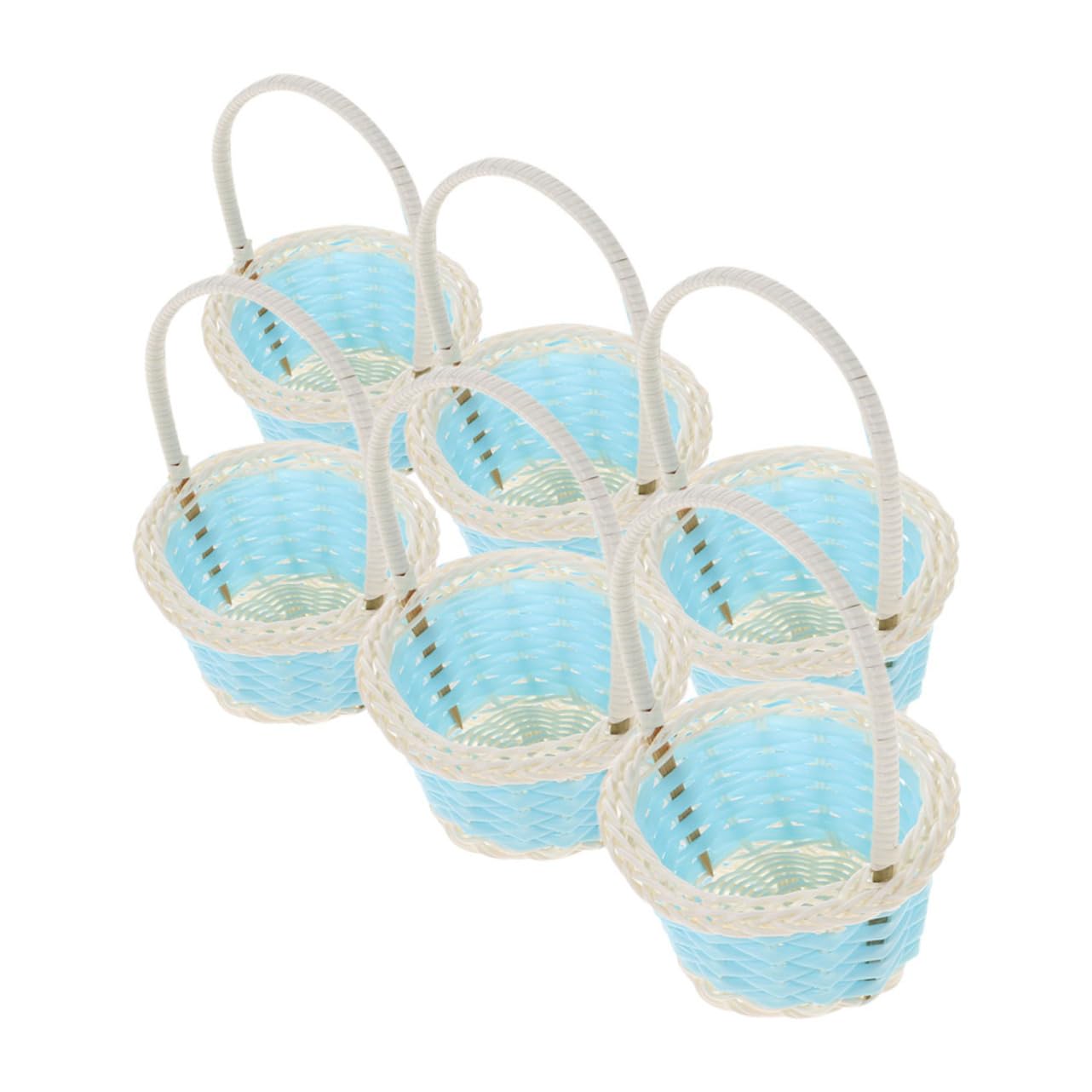 Toyvian Koszyk Na Zakupy Mini Kosz Miniaturowe Tkane Kosze Koszyk Do Chrztu Rattanowe Kosze Kosz Upominkowy Weselny Koszyk z Jajami Dziecko Zapasy Na Imprezę Tkać Plastik