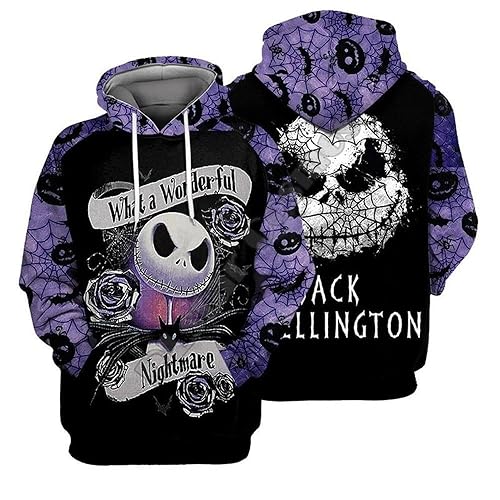 Men Nightmare Jack Skellington Cosplay Hooded Pullover Women Sally Costume