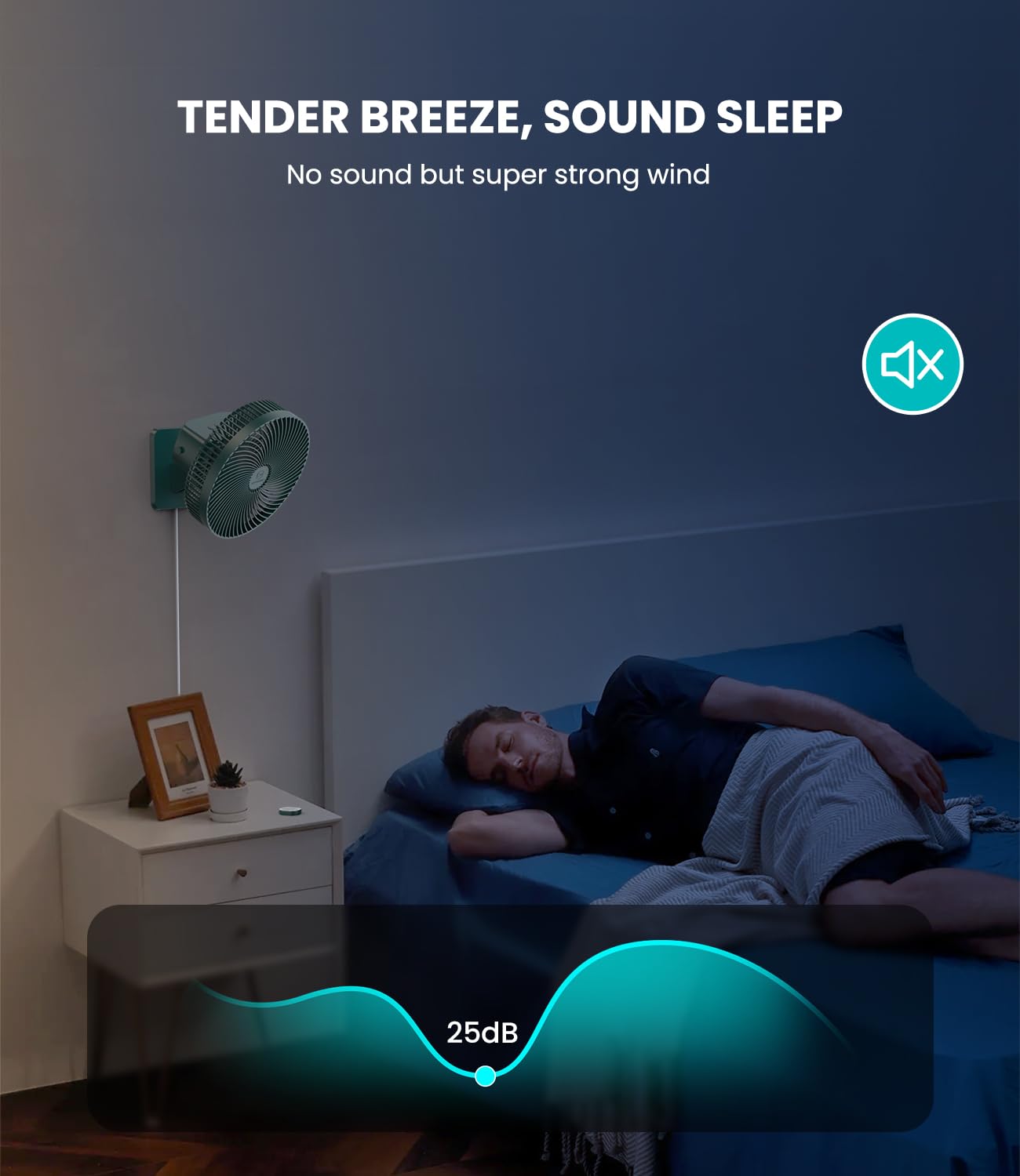 LEMOISTAR Ventilador de pared de 25 cm con mando a distancia, oscilación de 90°, 4 velocidades, 4 temporizadores, inclinación ajustable, cable de 178 cm, silencioso, para dormitorio, garaje