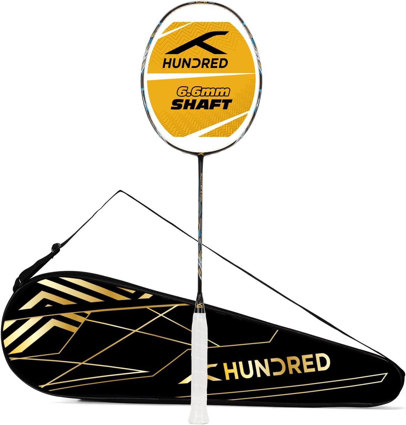 HUNDRED Flutter S Zoom Carbon Fibre Unstrung Badminton Racket with Full Racket Cover for Intermediate Players (78g, Maximum String Tension - 32lbs)