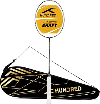 HUNDRED Flutter S Zoom Carbon Fibre Unstrung Badminton Racket with Full Racket Cover for Intermediate Players 78g, Maximum String Tension - 32lbs
