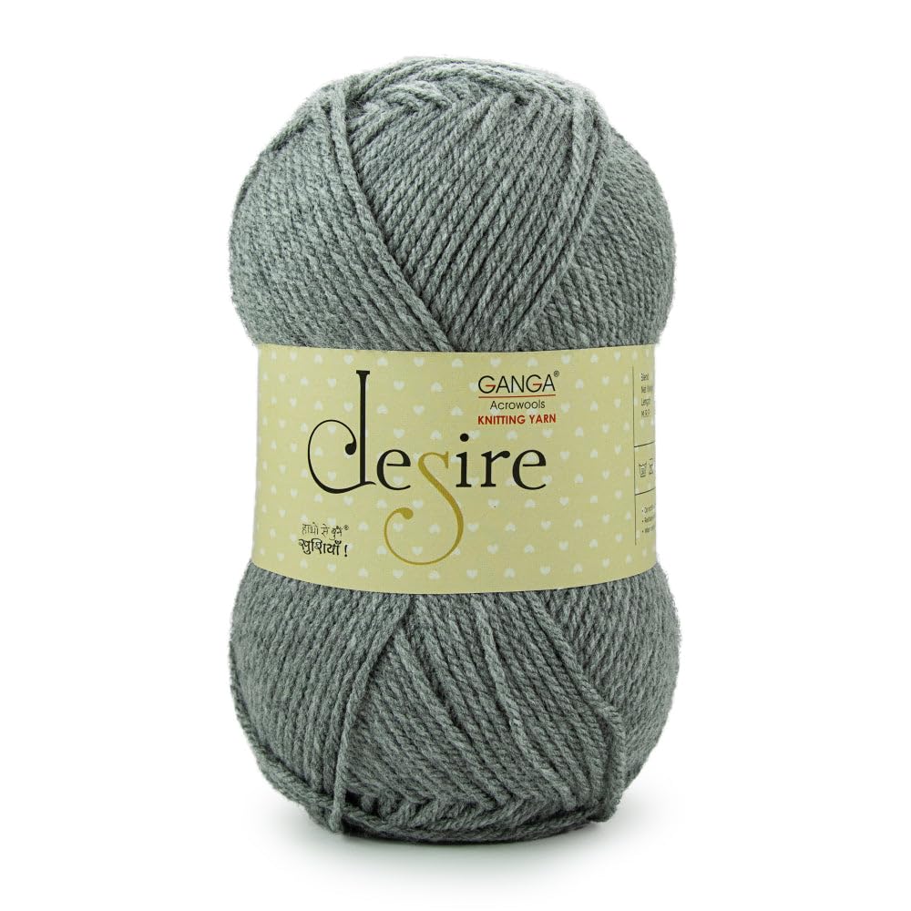 Ganga Acrowools Acrylic Desire Hand Knitting and Crochet Yarn. Pack of 1 Ball - 100Gms. Shade No - (Diss_011)