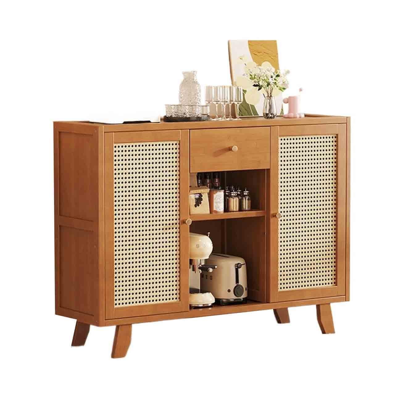 BHGFYXBS Multifunctal Wicker Sideboard Buffet Cabinet With Double Doors & Ders Wall Integrated Kitchen Sto Solut For Nized Home Décor