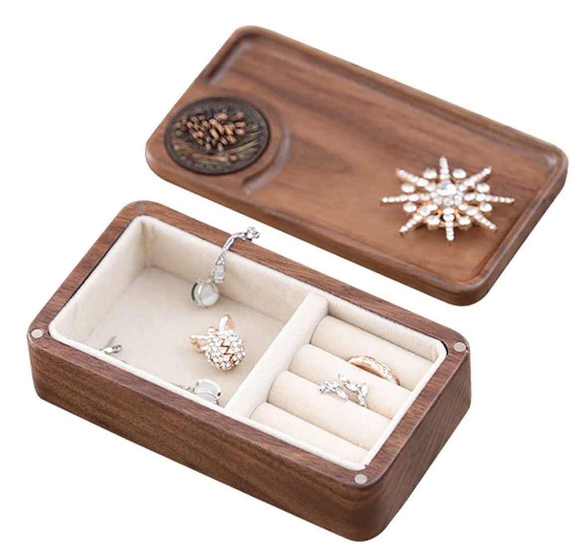 Jewelry Box Jewelry Organizer Small Jewelry Box Necklace Ring Storage Wooden Carving Jewelry Organizer Case Travel Jewelry Organizer