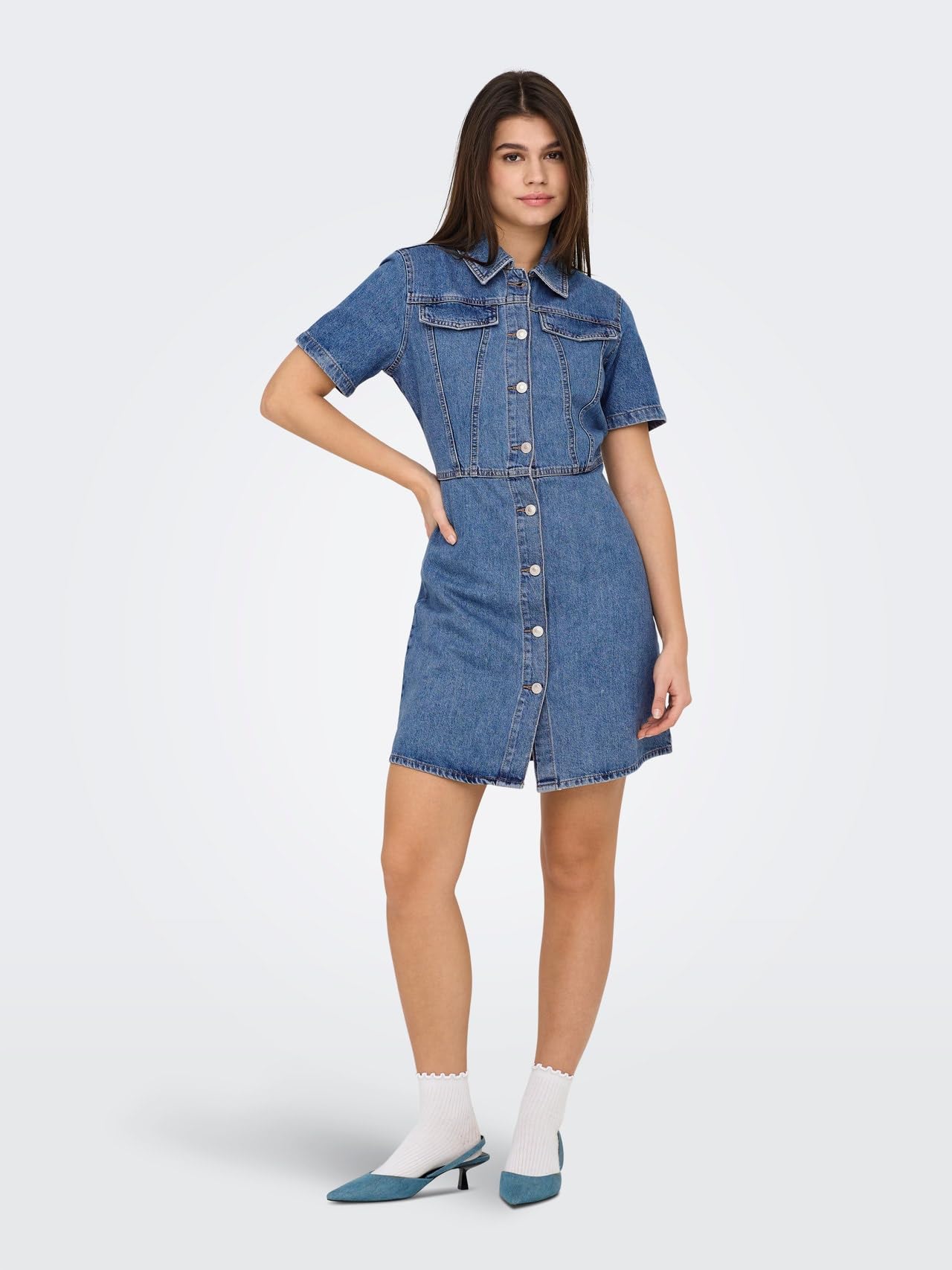 ONLY Damen Onlmalia S/S DNM Dress AKM Noos