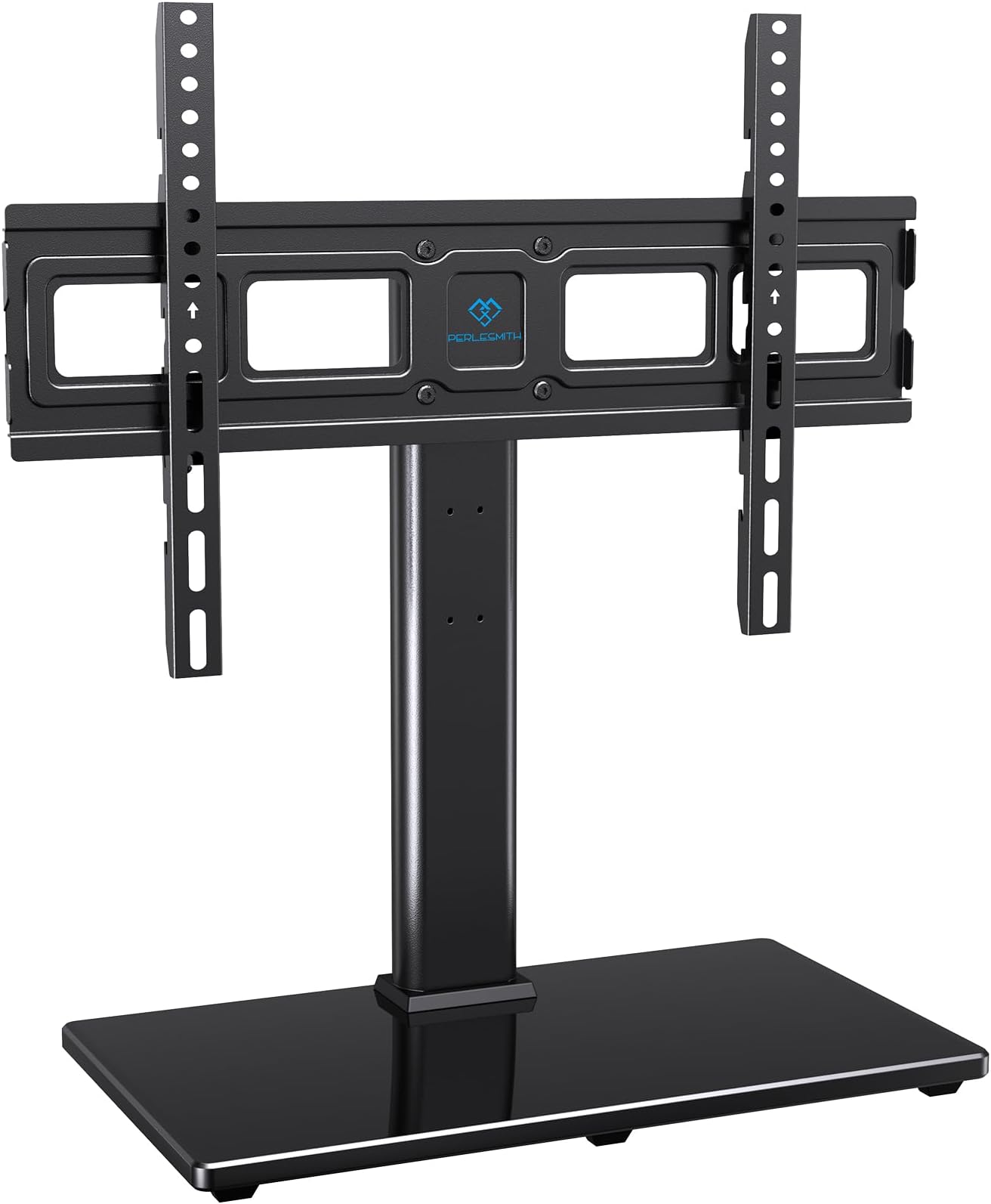 PERLESMITH Swivel Universal TV Stand Mount for 32-86 Inch LCD OLED Flat/Curved Screen TVs up to 99lbs-Height Adjustable Table Top TV Stand/Base with Tempered Glass Base&Wire Management,VESA 600x400mm