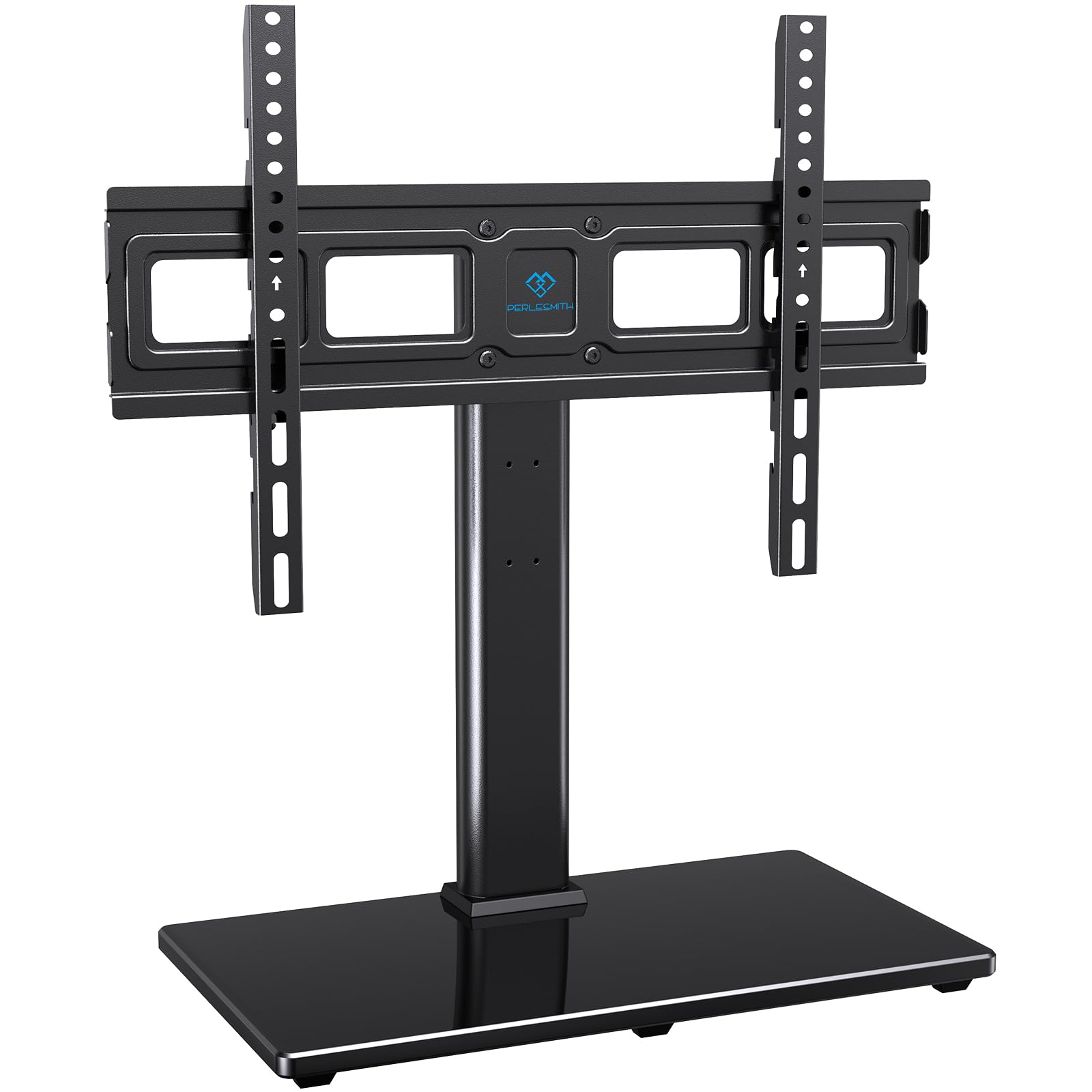 PERLESMITH Swivel Universal TV Stand Mount for 32-86 Inch LCD OLED Flat/Curved Screen TVs up to 99lbs-Height Adjustable Table Top TV Stand/Base with Tempered Glass Base&Wire Management,VESA 600x400mm