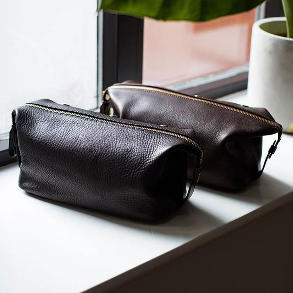 Neceser para Hombre, Neceser de Viaje de Piel Personalizado para Hombre, Neceser Grande de Viaje para baño y Afeitado, Neceser Grande de Viaje para cosméticos a Prueba d