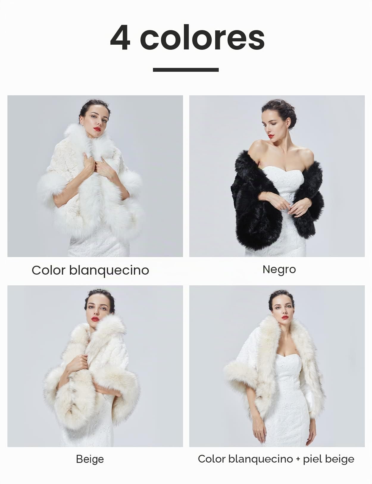 BEAUTELICATE Chal de piel sintética Estola Invierno Bolero Mujer Fiesta Vestido de Noche para Bodas Novia Dama de Honor