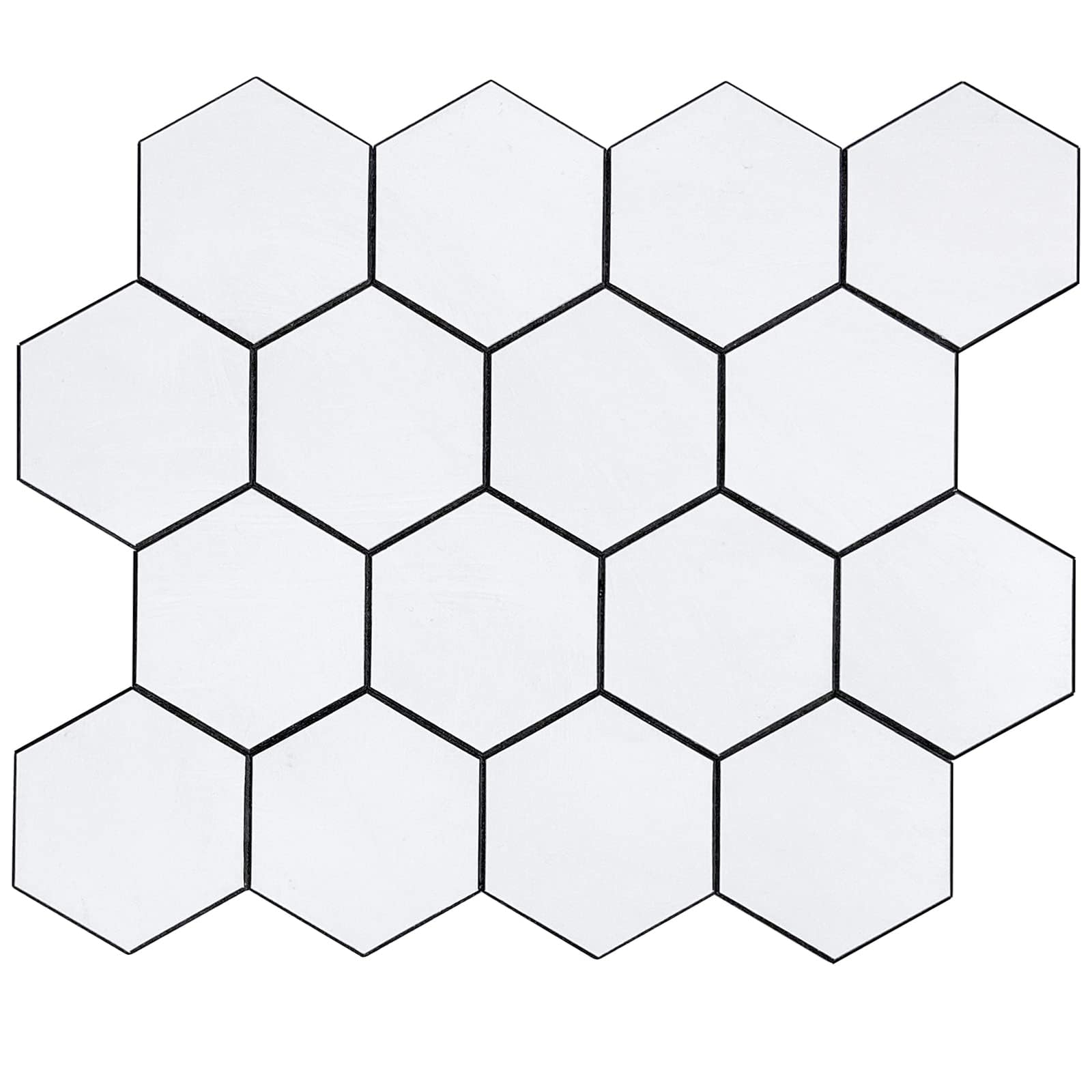 12-Sheet Peel and Stick Hexagon Backsplash Tile, Ceramic Look Matte White Self Adhesive Stick Mosaic Tile for Kitchen