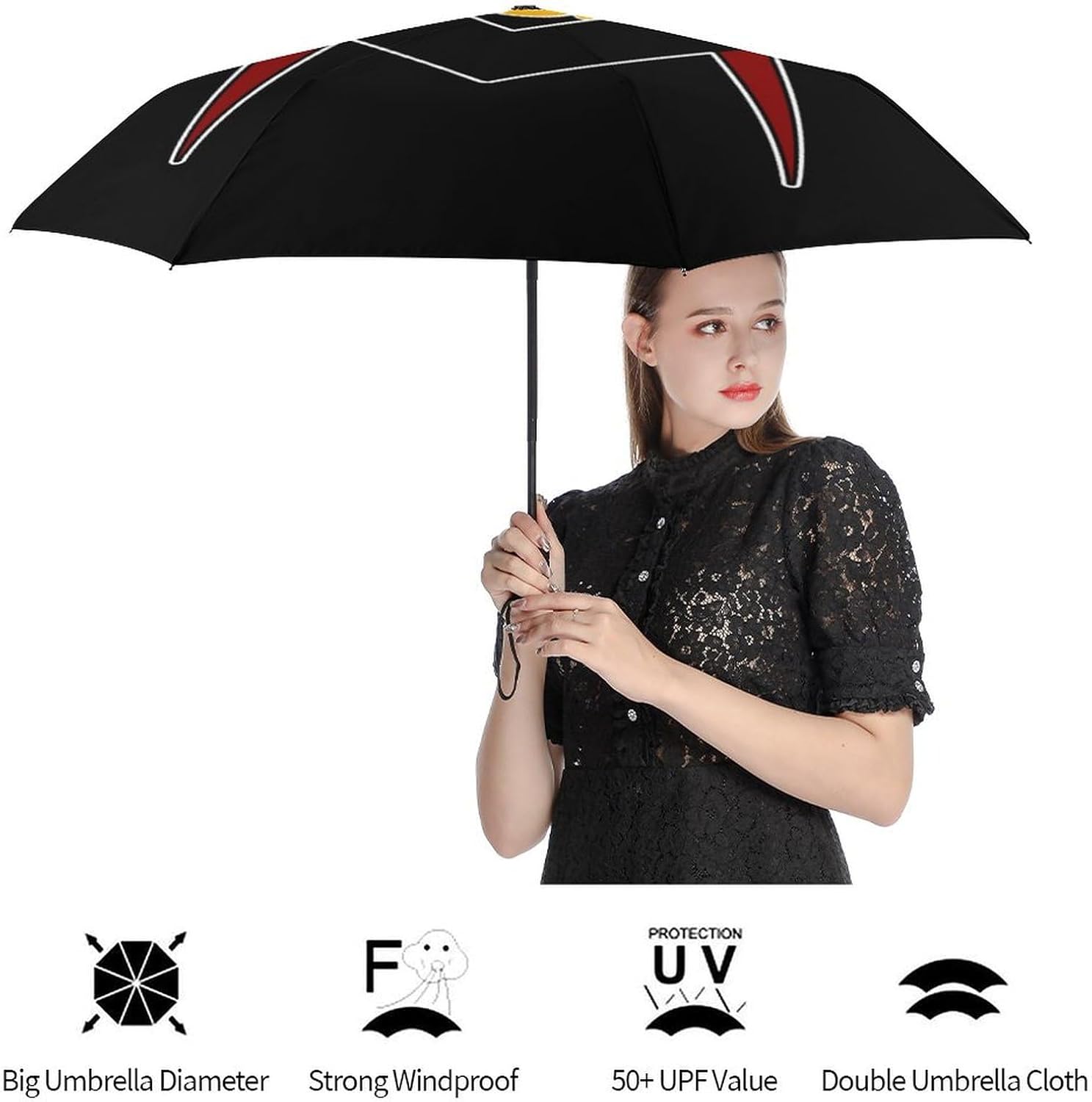 Masonic Freemason Square Compass Travel Umbrella Tri-fold Folding Compact Portable for Rain Sun Protection
