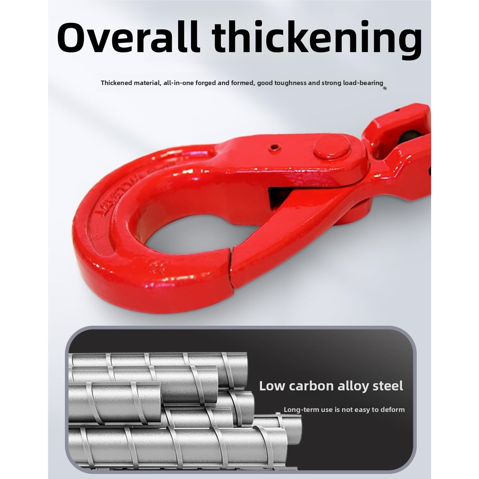 Gancio autobloccante con forcella da 1,12-31,5 tonnellate, ganci di sollevamento in acciaio for carichi pesanti, ganci for catena di sicurezza for il trasporto, accessorio for rigging(2ton load)