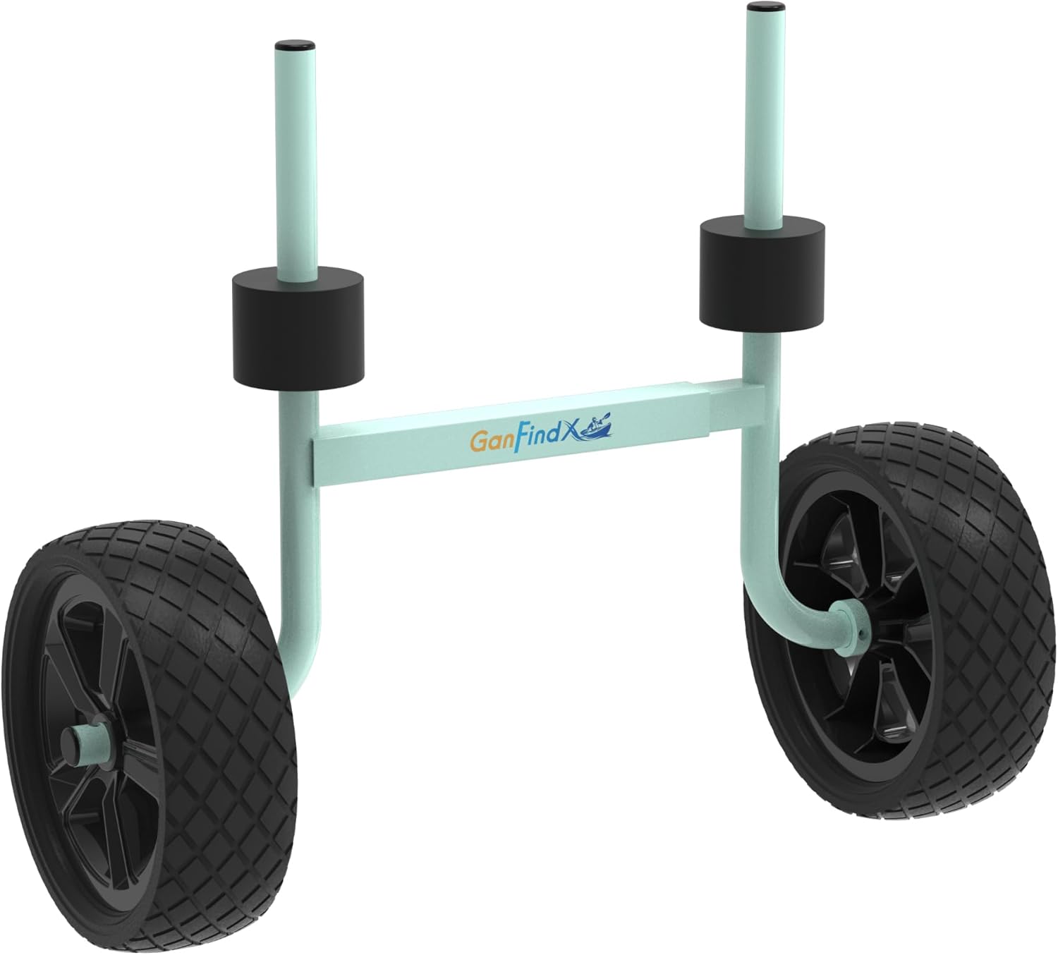 GanFindX Heavy Duty Kayak Cart Adjustable Foldable Kayak Trolley with Solid Foam Wheels Portable Kayak Transport Cart Tie Down Straps Included Adjustable Width Light Green