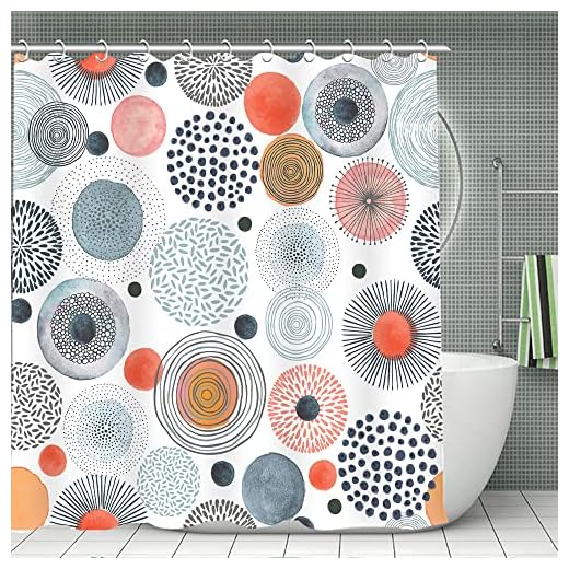 SHUIHAN Modern Shower Curtain Colorful Circles and Fireworks Fabric Shower Curtains Bathroom Decor Machine Washable Rust-Resistant Blue Shower Curtain with 12 Hooks, Waterproof Fabric 70.8''x70.8''