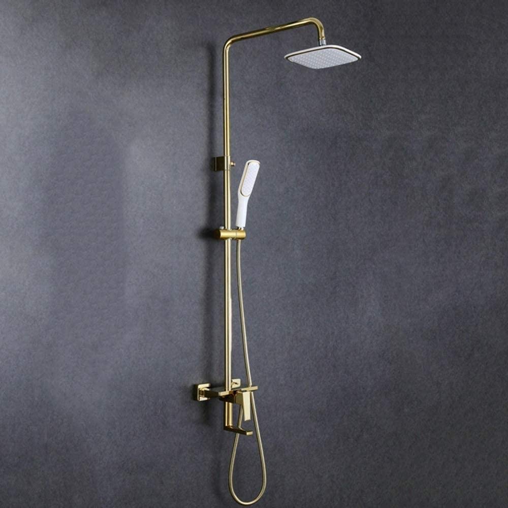 Système de suralimentation de douche à main or blanc avec robinet mélangeur