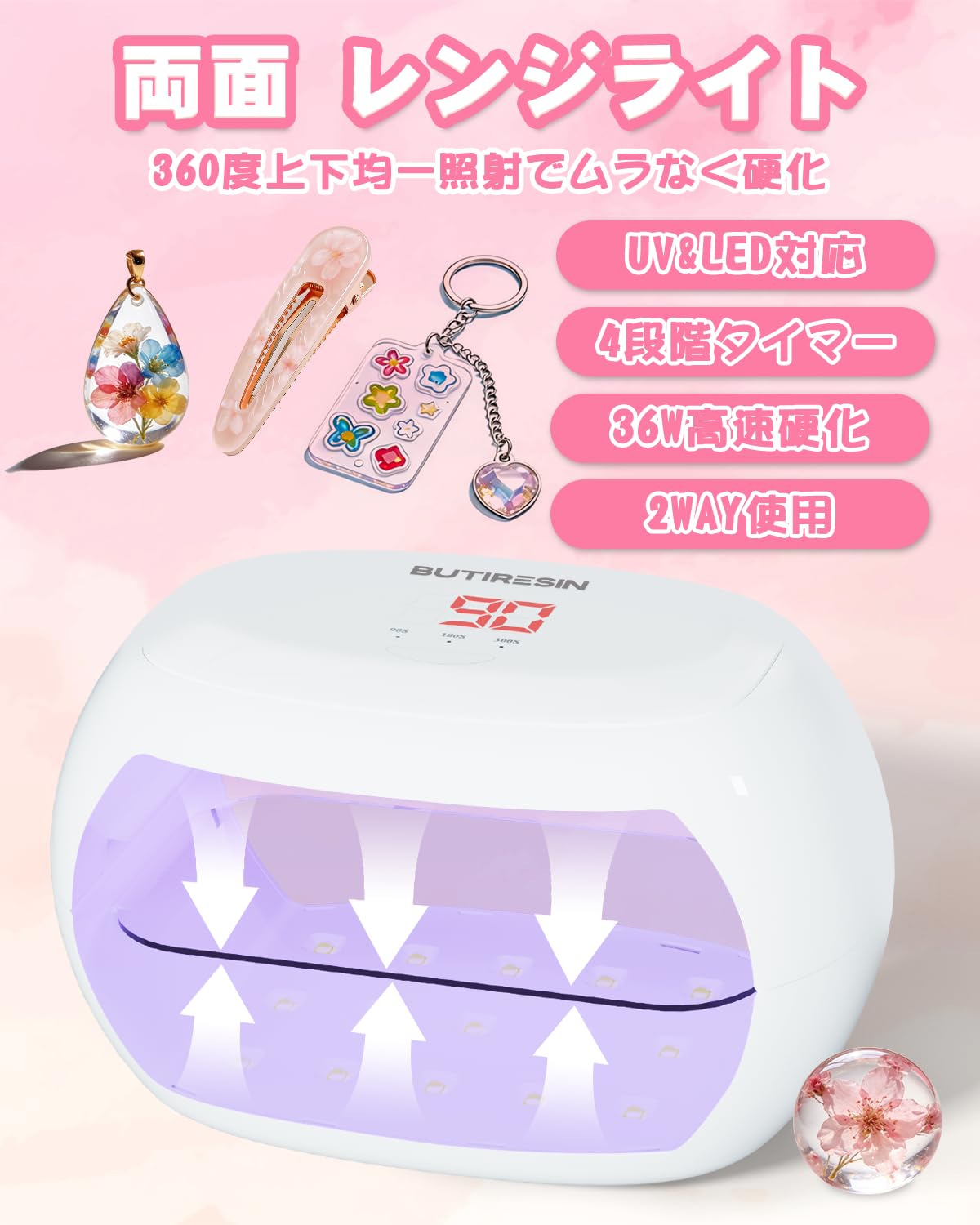Amazon.co.jp: BUTIRESIN UVライト レジン用 硬化ライト 36W·30LEDs