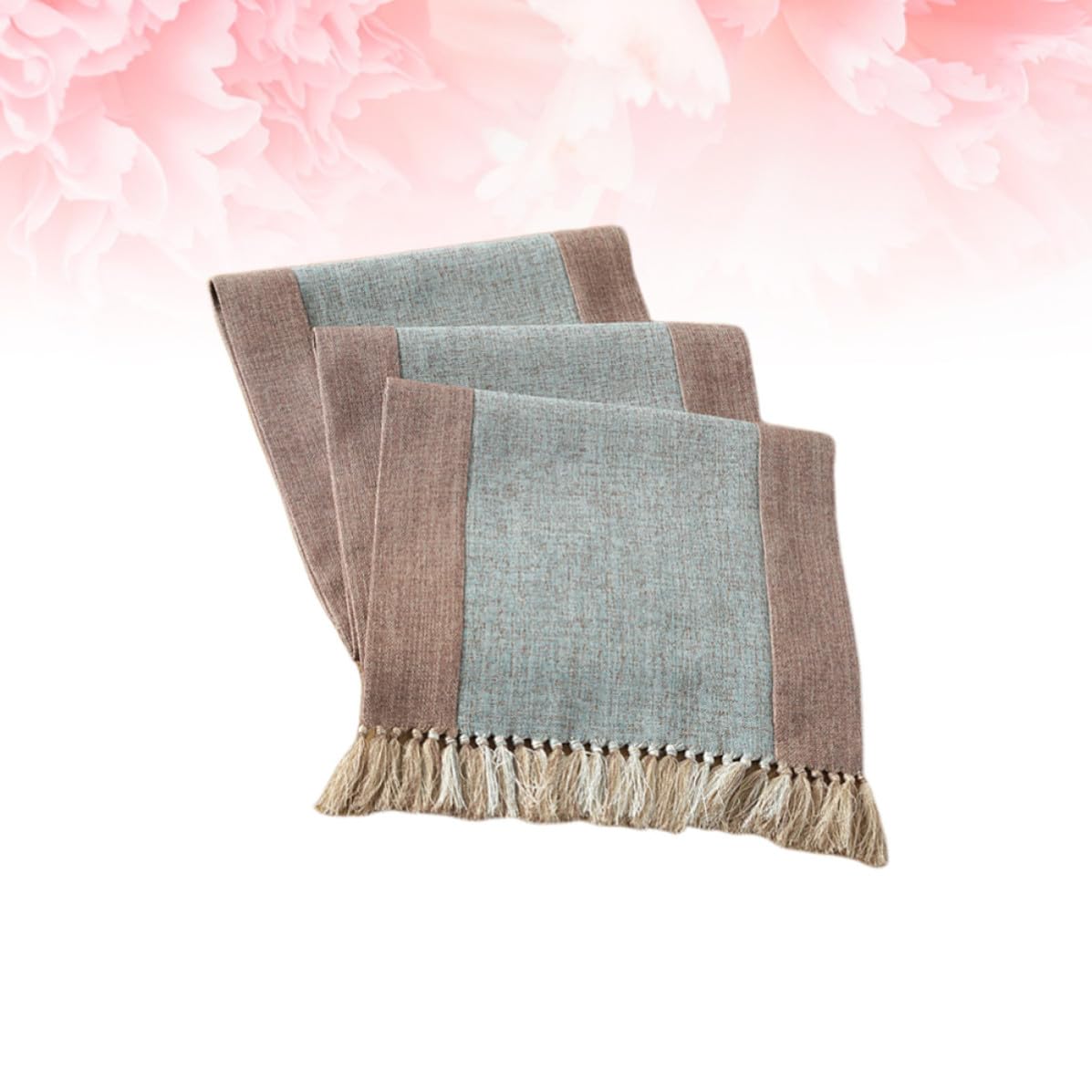 Sosoport Runner da Tavola Frange 220cm in Cotone Blu per Casa
