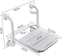 Vista 6 de Silla de ducha para ducha interior, asiento de ducha plegable para ancianos, silla de ducha montada en la pared con pierna ajustable, capacidad