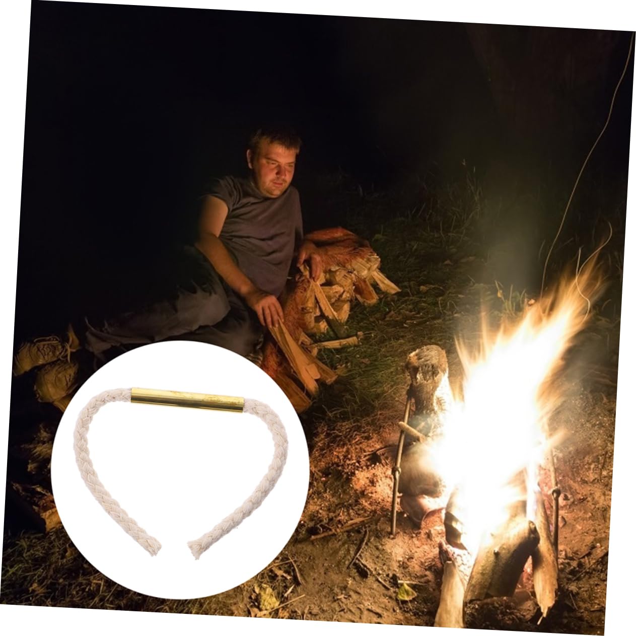 HONMEET 2pcs Survival Wick Cord Outdoor Camping Ropes for Fire Ignition Aluminum Alloy Tube Windproof Long Burning Time