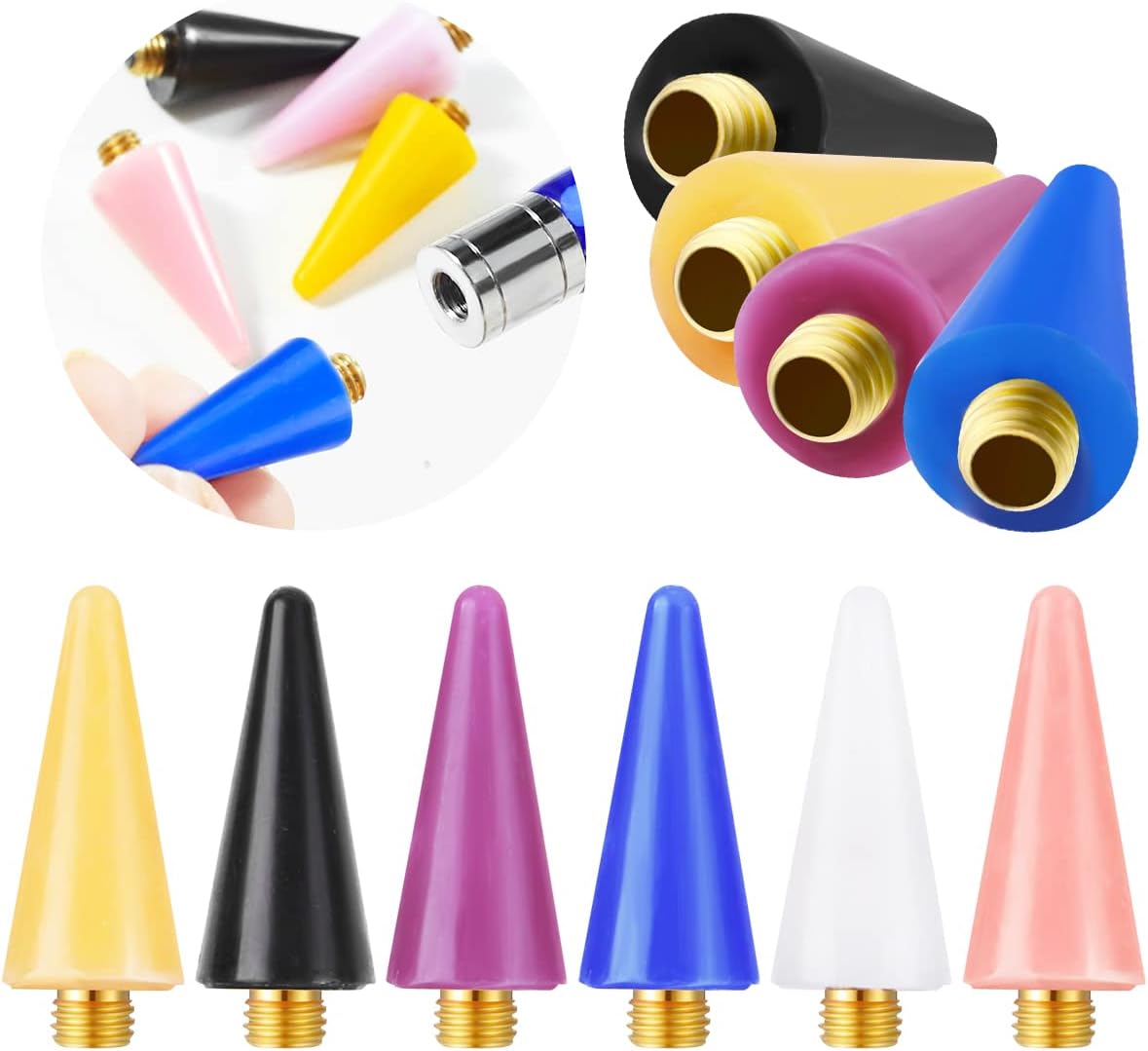 6 Pieces Wax Tips for Rhinestone Picker Tool Wax for Nail Dotting Pen to Pick Up Nail Gem and Jewelry, Wax Replacement Head Tips Accessories (6 Colors)