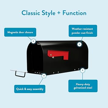 Architectural MAILBOXES Ironside Large Capacity Galvanized Steel black, Post-Mount Mailbox, MB801BAM, Metal, Black