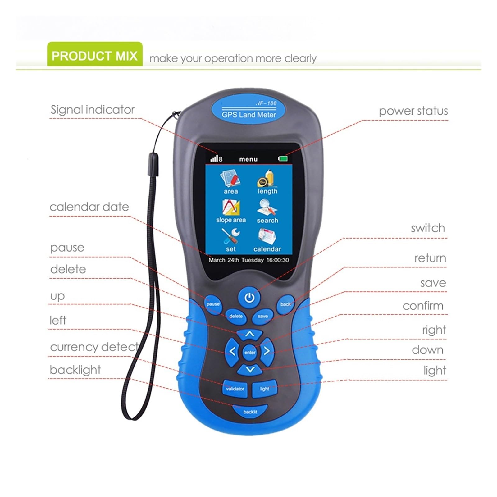 Mesure GPS De Compteur De Terrain, Dispositif À Écran Couleur, Équipement D'arpentage, Mesure De Zone De Réception, Outils De Réseau De Mesure De Terrain