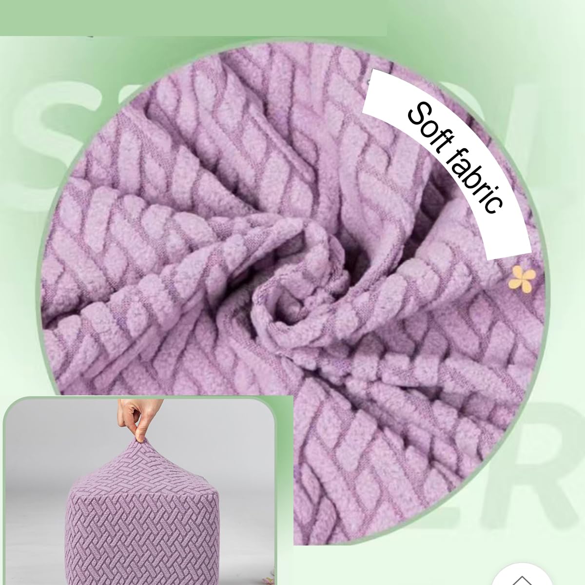 XGANGM Small Ottoman Slipcover Square/Round Foot Stool Cover Stretch Ottoman Cover Slipcover 11inch× 6.7inch Footstool Cover Protector Pouffe Cover with Elastic Bottom,A5,2PCS 28×28×17CM