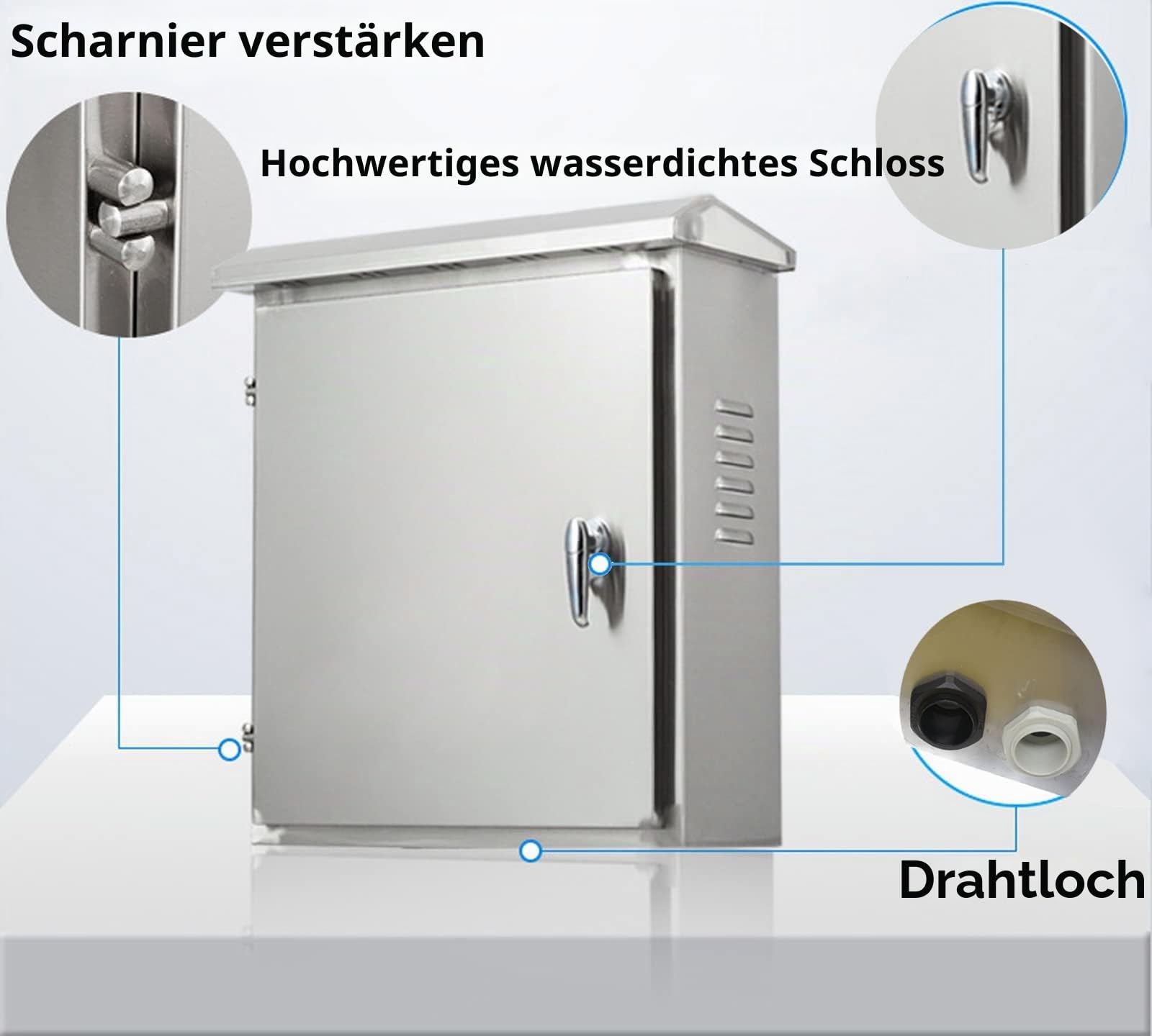 304 Edelstahl Schaltschrank Verteilerkasten 40X30X14CM Außen Wasserdicht, Wandmontiert Elektroverteiler