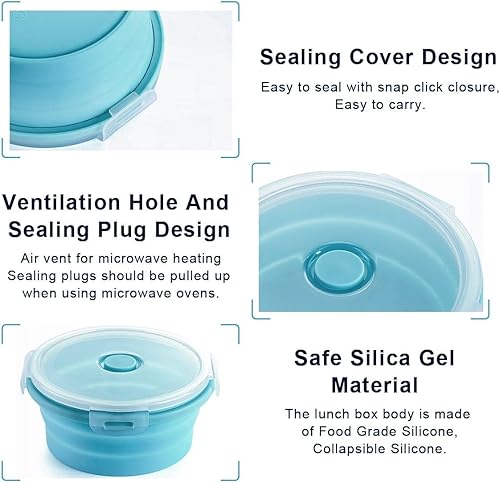 Miniatura 3 de Recipientes plegables para almacenamiento de alimentos, cuencos plegables con tapas para cosas de cocina de campamento, accesorios de RV para