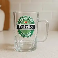 Caneca de Vidro Pai 340ml - Presente Criativo Para Pai e Padrasto Ideal para Cerveja, Drinks e Sucos – Vidro Reforçado e Alça Confortável Natal Aniversário e Dia dos Pais (Paizão Eu Te Amo)