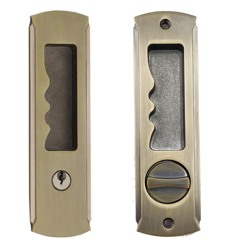 VICTAC Sliding Door Lock with Recessed Handle in Antique Bronze Finish 3 Keys Interior Wood Pocket Door Lock Furniture Hardware (B0CCKYXWL6) Amazon Price History, Amazon Price Tracker
