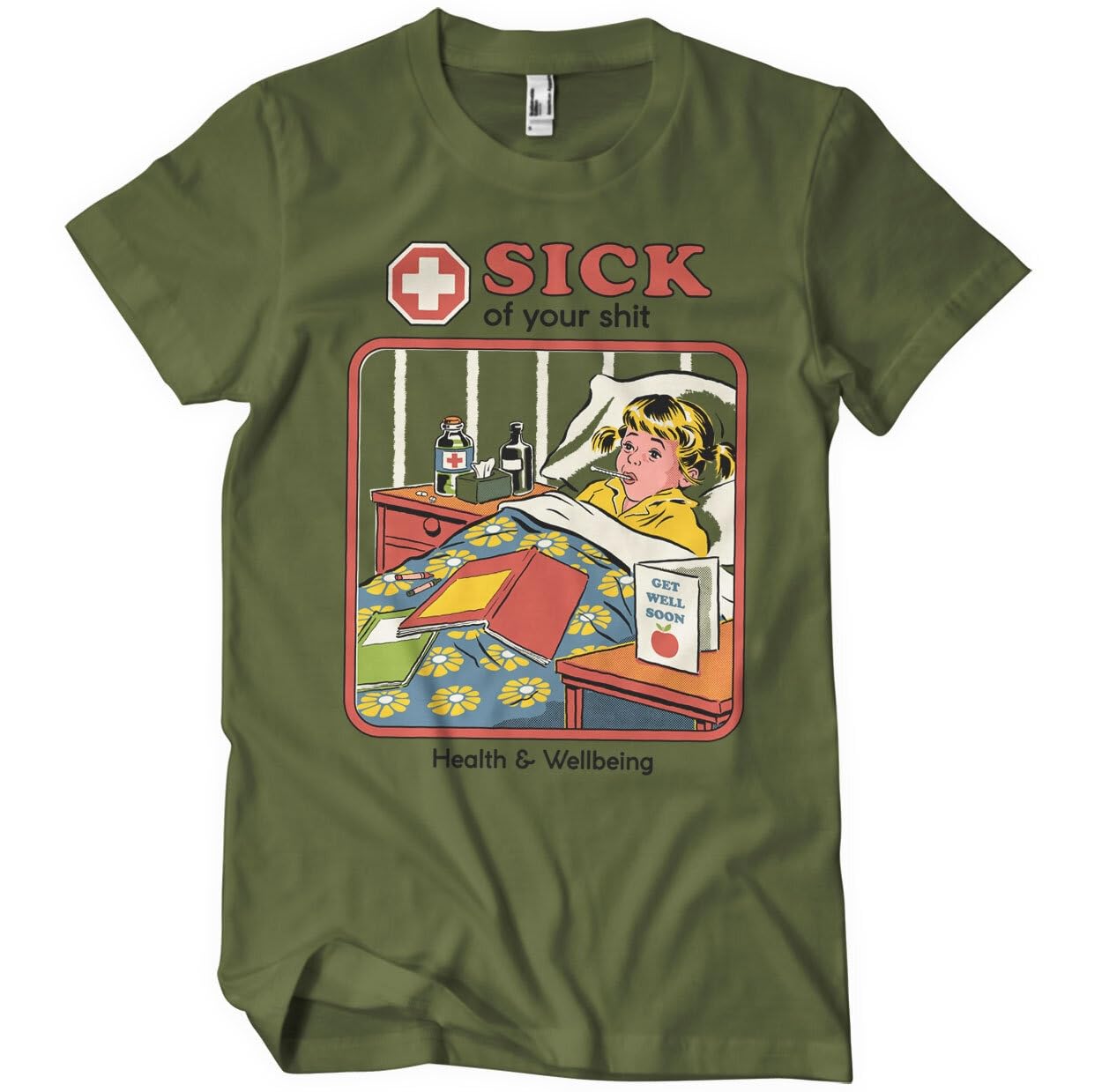 Steven Rhodes Men's Olive Officially Licensed Sick Of Your Shit T-Shirt (Olive), Large