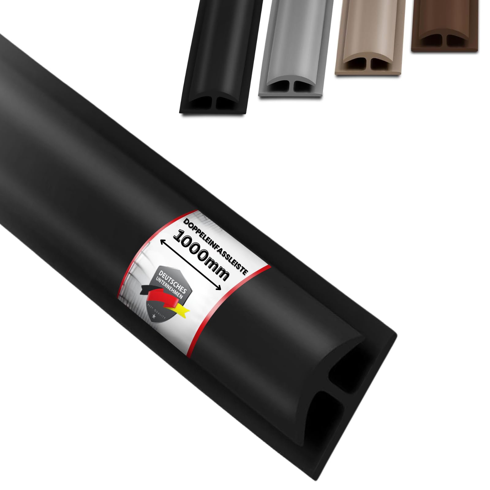 Floordirekt Black Double Edging Strip Jersey | Transition Profile | Cover Strip For Parquet, Laminate, Pvc, Cork | Self-Adhesive Back | 3 Colours (Black)