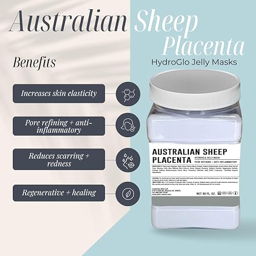 Miniatura 2 de Mascarilla de gelatina de placenta de oveja australiana, paquete profesional, extractos de hierbas naturales, iluminadora e hidratación de la piel,
