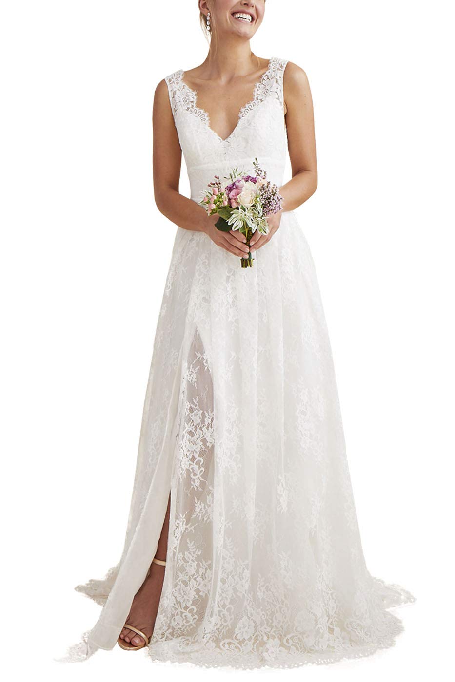 WaterDress Beach Wedding Dresses for Bride 2022 Long Sleeve Lace Boho Bridal Gowns for Women WDW001