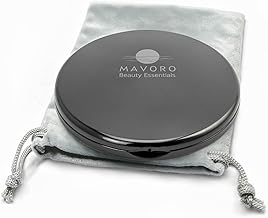 Magnifying Compact Handbag Mirror with 1X/10X Magnification | Double-Sided Travel Mirror Makeup Travel Mirror, 10 cm Small Pocket Mirror, or Handbag Mirror (Black)
