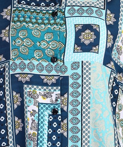 Image of POPWINGS Women Casual Sky Blue Floral Printed Shirt | Collar Button Shirt | Full Sleeve Shirt | Trendy Shirt | Regular Casual Shirt