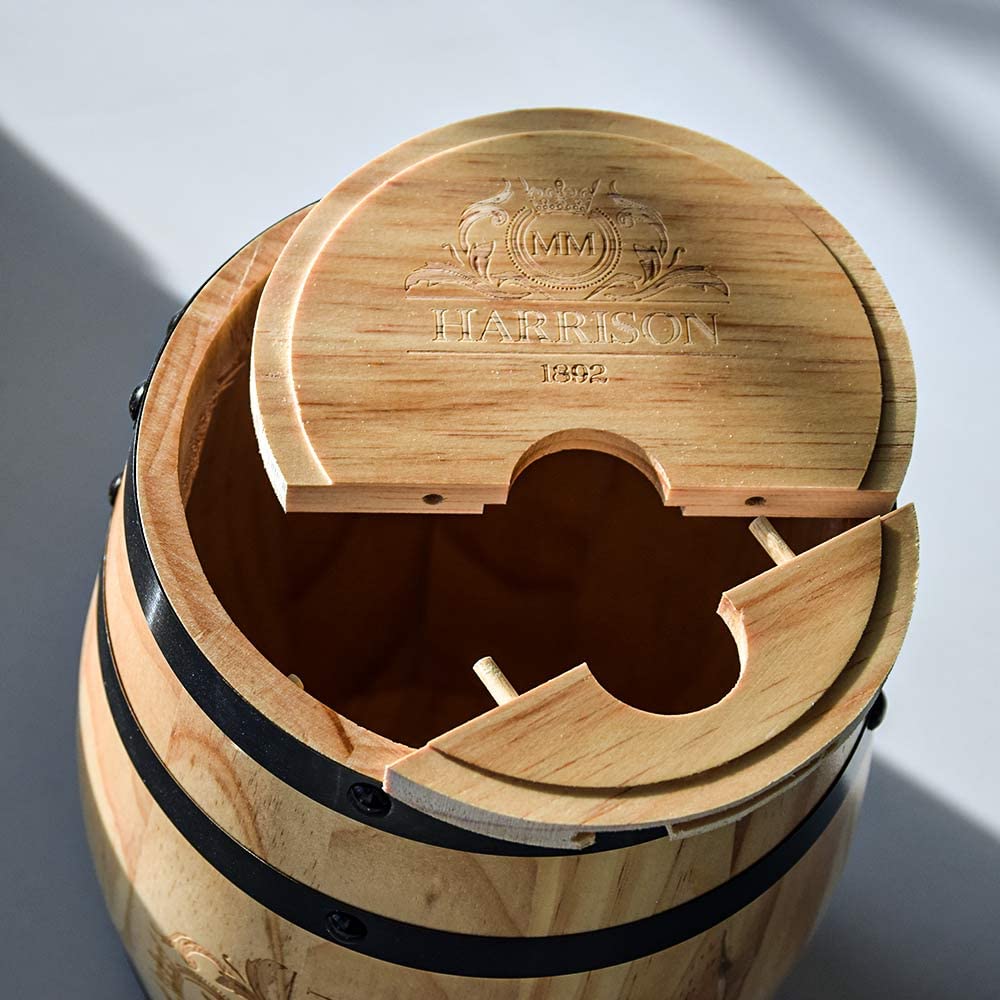 Mikamax – Dispenser per barili in legno – Barile tradizionale per la maturazione di vino e whisky – Barili tradizionali per vino e whisky – Ø 20 cm – 3 l