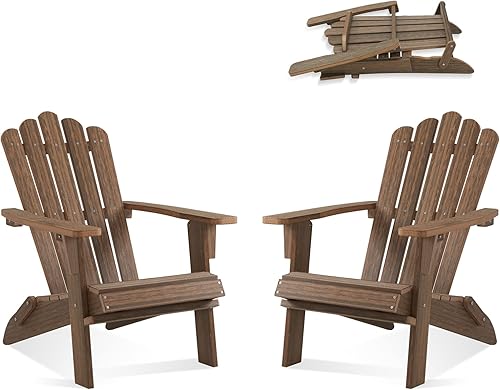 Miniatura 7 de Silla Adirondack plegable, silla para hoguera de madera de polietileno, sillas de patio duraderas para todo tipo de clima, para jardín, soporte de