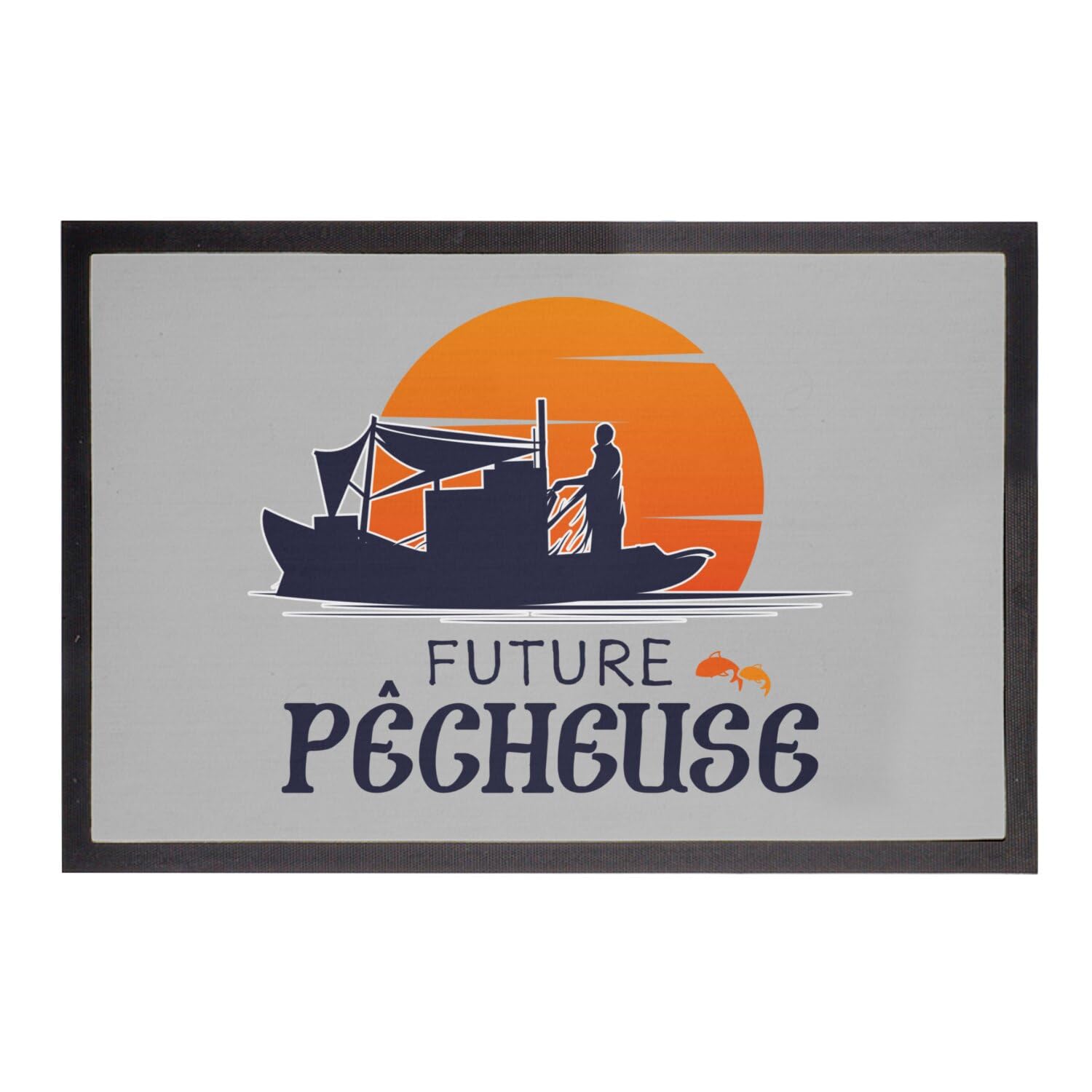 Paillasson gris 75x50cm cadeau original pour future pêcheuse
