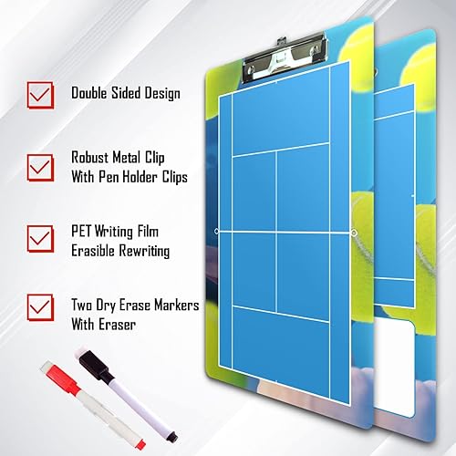 Miniatura 2 de Portapapeles de tenis - Borrado en seco de doble cara para entrenadores
