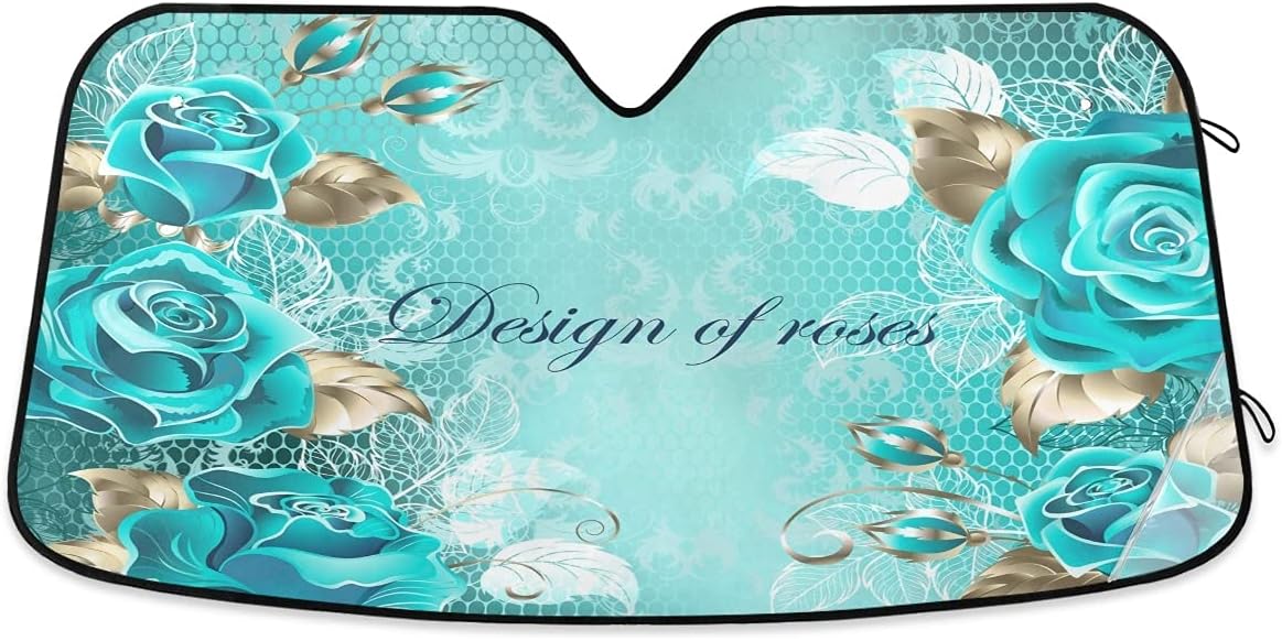 Car Windshield Sunshade Lemon Flowers Pattern, Blocks Sun Visor Protector Foldable Sun Shield Keep Your Vehicle Cool, Fits Windshields of Most Sizes