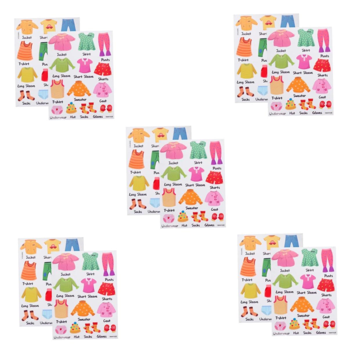 Autocollants pour armoire enfant : lot de 5 étiquettes vêtements pour trier la commode