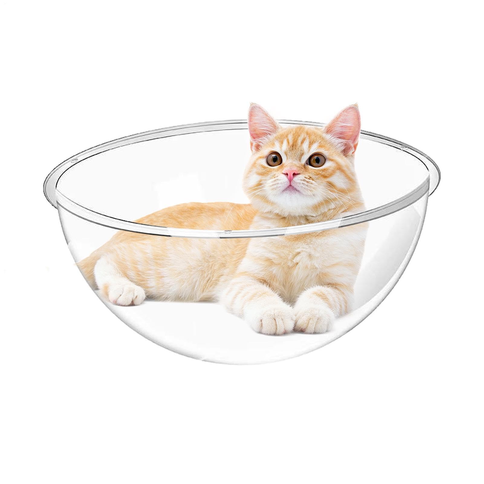 Maison Pour Chat En Acrylique - Dôme Transparent, Hamac À Bulles Suspendu | Perchoir Mural Avec Housse Ventilée, Coque Transparente Robuste, Meuble De Fenêtre Peu Encombrant Pour La Détente Des Chats