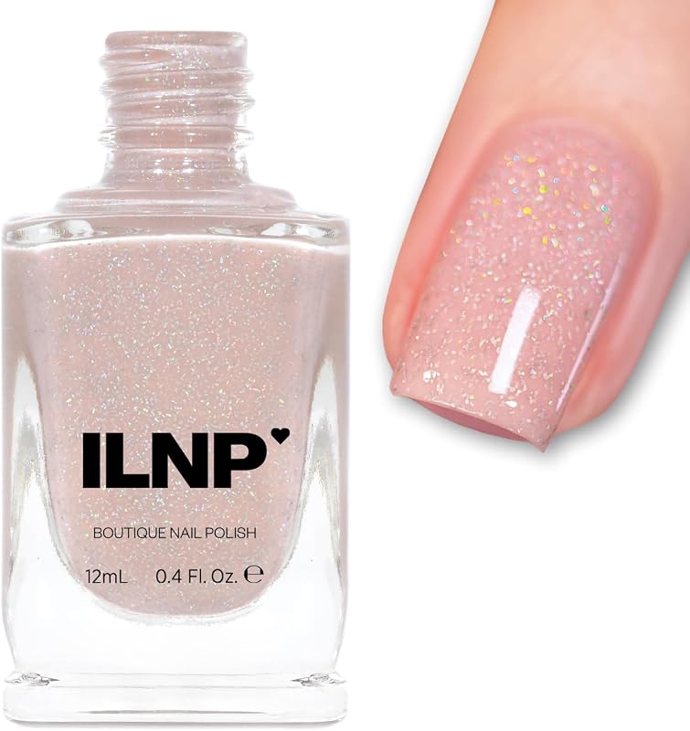 ILNP Birthday Suit - Esmalte de uñas holográfico rosa cachemira, desnudo neutro brillante, manicura resistente a las astillas, no tóxico, vegano, libre de crueldad, sin gel