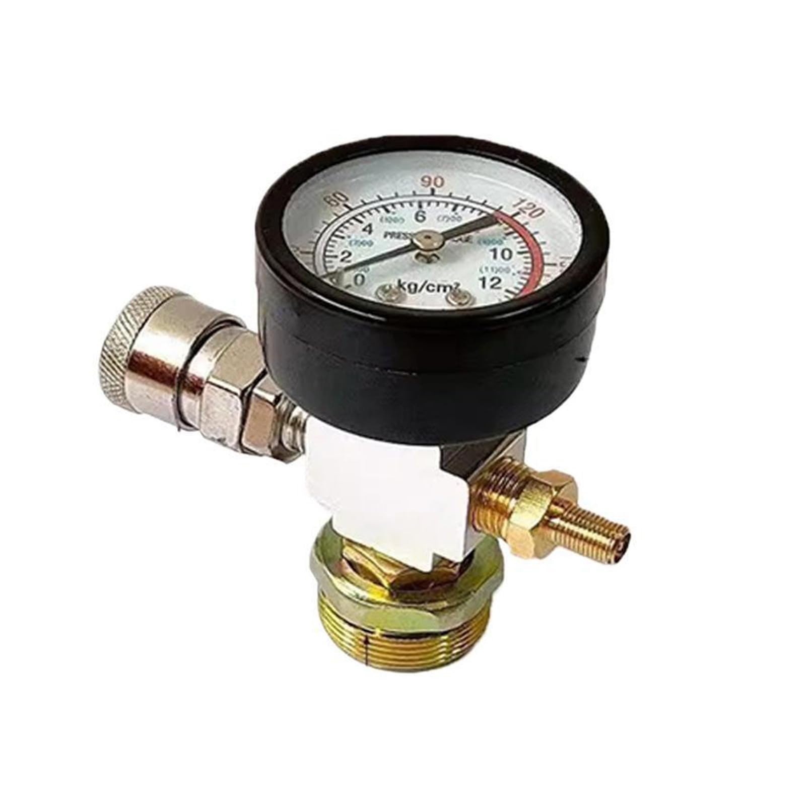 Errory Four Links Gauge Pressure Adapter For Small Air Reservoir, Metal Refill Connector With Handle For Home Garage Maintenance Use Metal Cylinder Connector