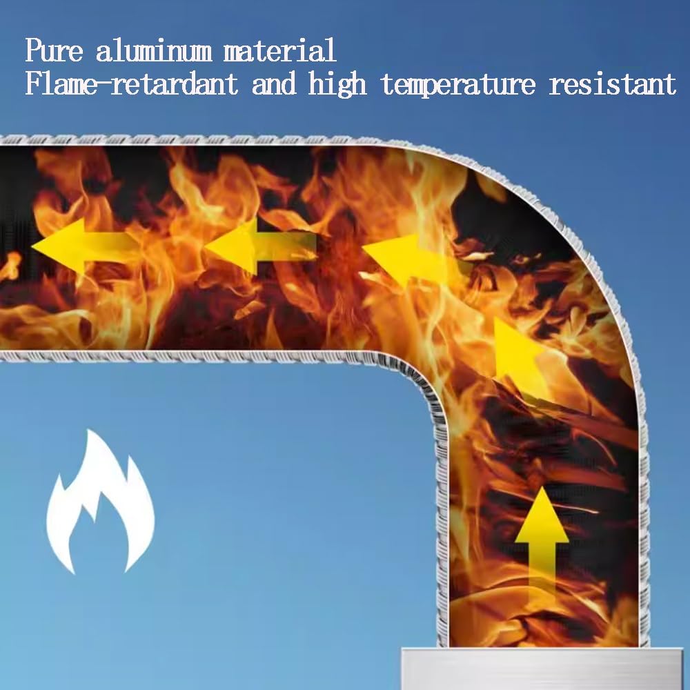 Tubo De Ventilación Flexible De Aluminio Manguera De Salida De Aire Para Ventilación HVAC, Telescópica Tubo Campana Extractora(Dia 90mm(3.5"))