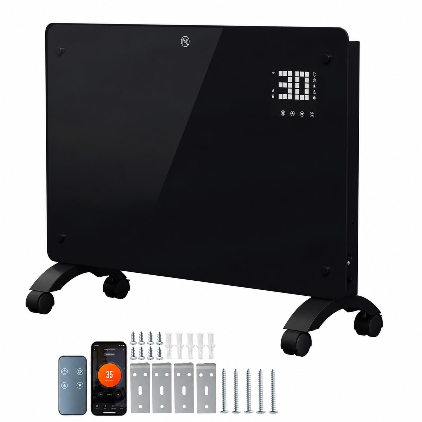 Duisech ogrzewanie konwektorowe, 2000 W, Wi-Fi, termostat, szklany front
