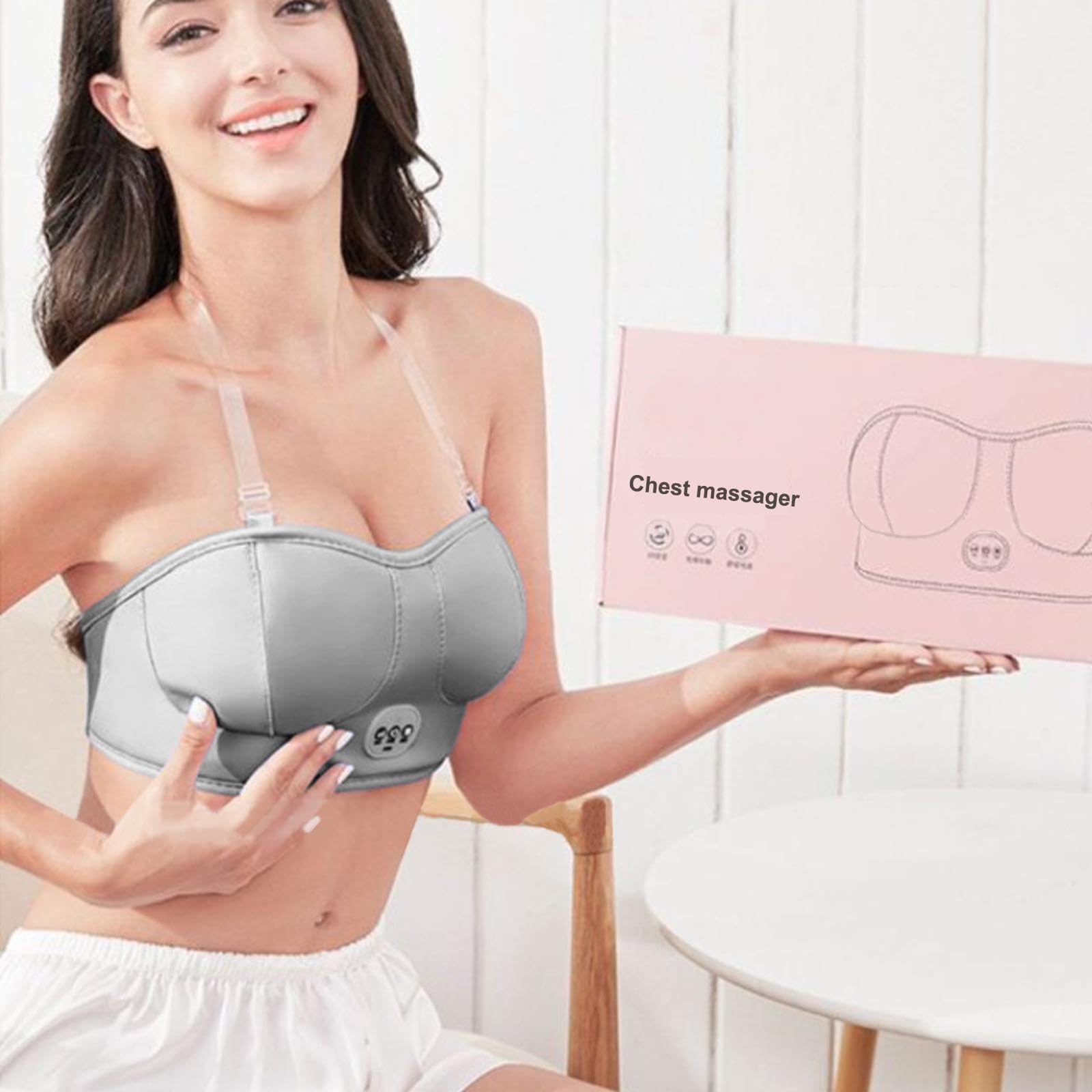 Masajeador de pecho inteligente, dispositivo de embellecimiento de senos, ropa interior de masaje, masajeador eléctrico ajustable de 3 niveles, masajeador de senos inalámbrico, dispositivo de